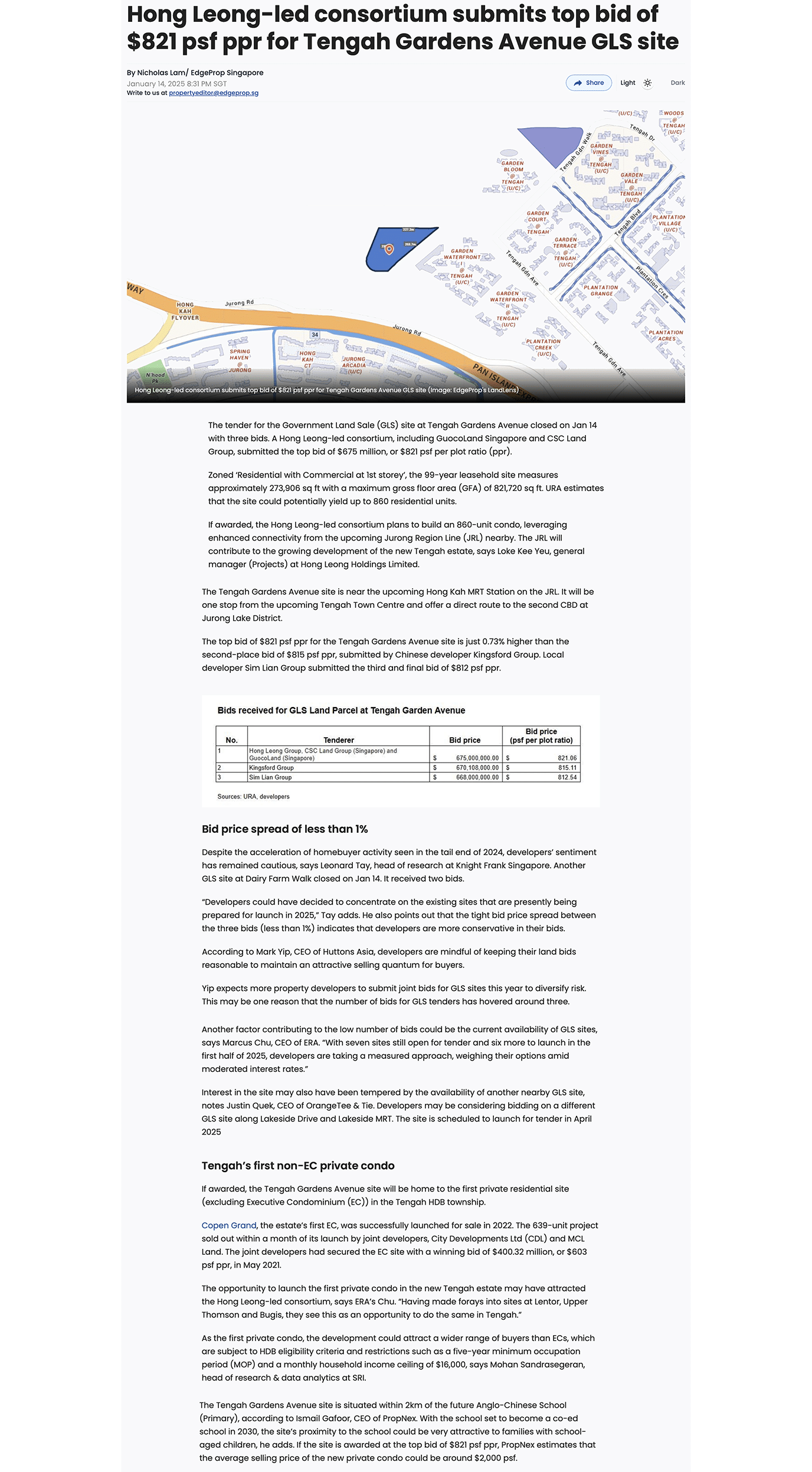 Tengah Garden Residences - News 140125